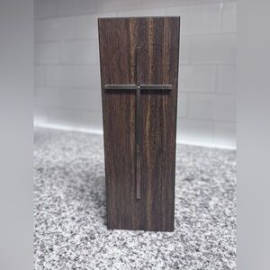 Vintage Brass Cross Wood Wall Plaque